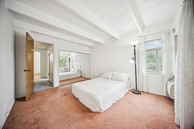 1866 Sherman Ave Unit 3Ne, Evanston, IL 60201 - carpeted bedroom featuring multiple windows, beam ceiling, and a closet