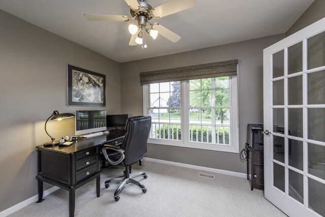 1161 Sumner Cir, Gurnee, IL 60031 - office area featuring carpet floors, baseboards, and a ceiling fan