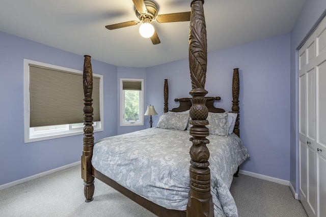 1161 Sumner Cir, Gurnee, IL 60031 - carpeted bedroom with baseboards, a ceiling fan, and a closet