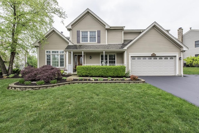 1161 Sumner Cir, Gurnee, IL 60031 - traditional home featuring driveway, a front yard, an attached garage, and covered porch