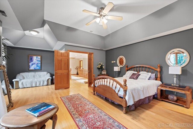 13851 S Janas Pkwy, Homer Glen, IL 60491 - bedroom with wood finished floors, ceiling fan, and lofted ceiling