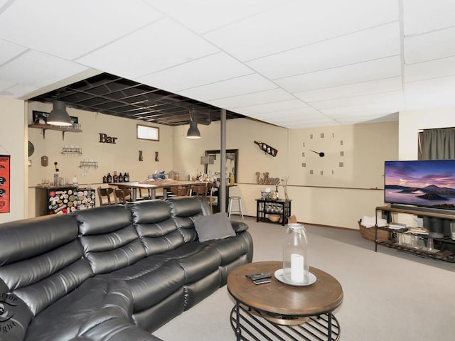 14802 Anne Ct, Oak Forest, IL 60452 - carpeted living room with a dry bar