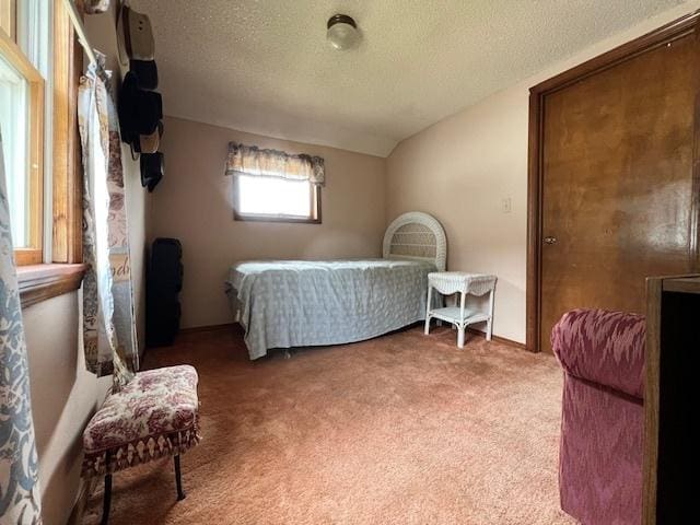 520 W American St, Freeport, IL 61032 - bedroom with a textured ceiling, carpet flooring, and vaulted ceiling