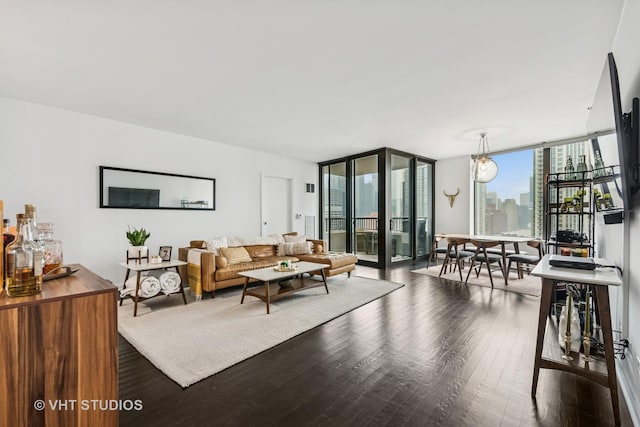 501 N Clinton St Unit 1804, Chicago, IL 60654 - living room featuring dark wood-type flooring and a wall of windows