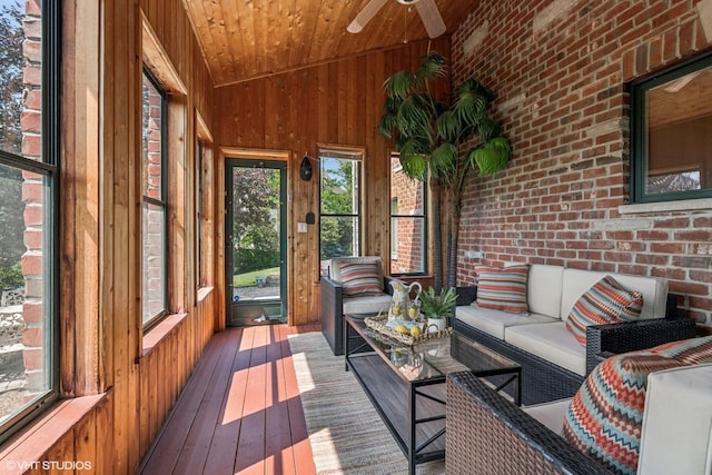 26 Forest Ln, South Barrington, IL 60010 - sunroom / solarium with lofted ceiling, outdoor lounge area, and ceiling fan