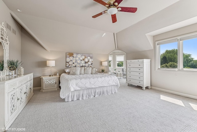 26 Forest Ln, South Barrington, IL 60010 - bedroom with lofted ceiling, light colored carpet, and ceiling fan