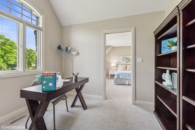 26 Forest Ln, South Barrington, IL 60010 - office area featuring lofted ceiling, plenty of natural light, and light colored carpet