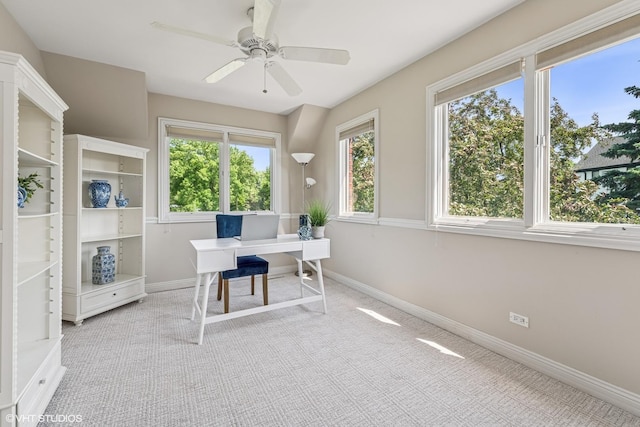 26 Forest Ln, South Barrington, IL 60010 - carpeted office featuring baseboards and ceiling fan