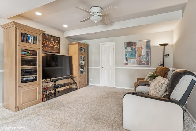 26 Forest Ln, South Barrington, IL 60010 - carpeted living area with ceiling fan and recessed lighting