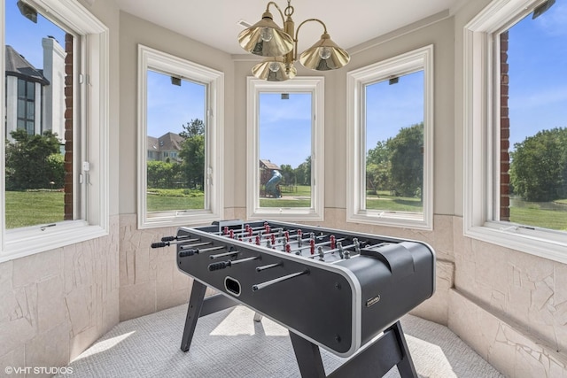 26 Forest Ln, South Barrington, IL 60010 - rec room featuring plenty of natural light, a wainscoted wall, and tile walls