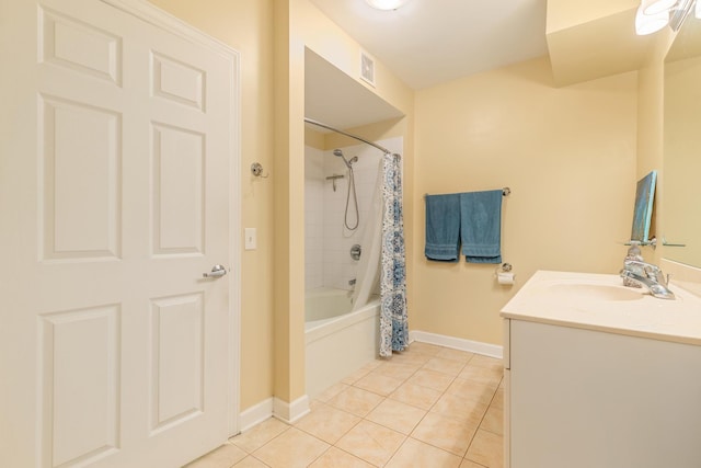 8340 Callie Ave Unit 105, Morton Grove, IL 60053 - bathroom featuring tile patterned flooring, vanity, and shower / bathtub combination with curtain