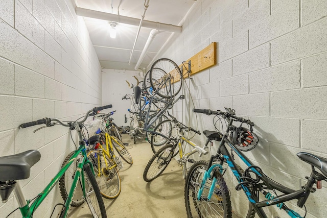 8340 Callie Ave Unit 105, Morton Grove, IL 60053 - garage featuring bike storage and concrete block wall