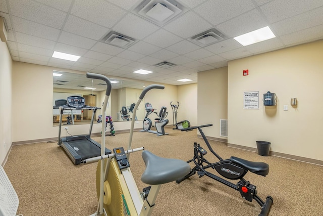 8340 Callie Ave Unit 105, Morton Grove, IL 60053 - workout area featuring carpet floors and a paneled ceiling