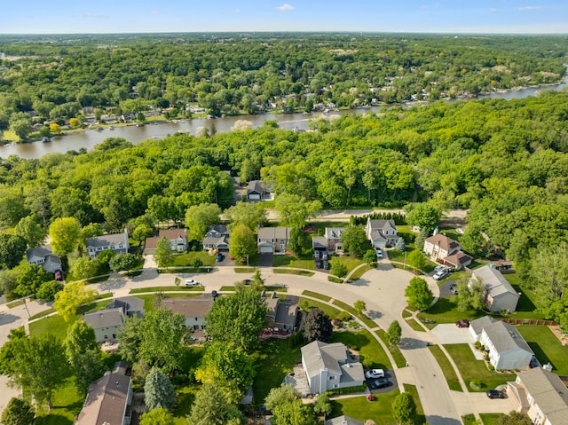 530 Old Oak Cir, Algonquin, IL 60102 - aerial view of residential area with a heavily wooded area and a large body of water