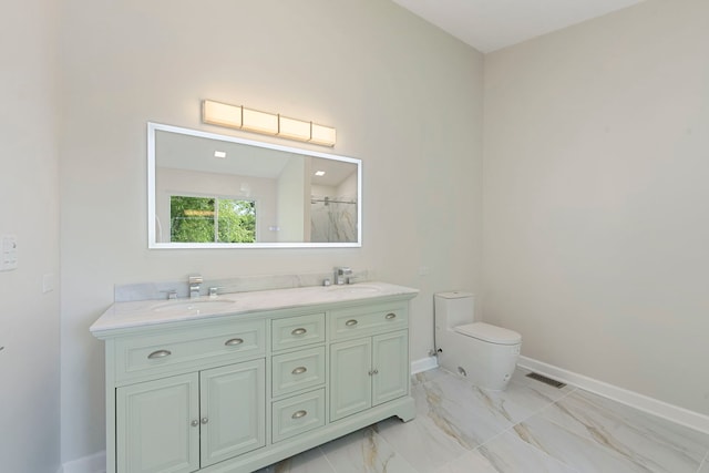 530 Old Oak Cir, Algonquin, IL 60102 - full bathroom with toilet, baseboards, double vanity, and marble finish floors