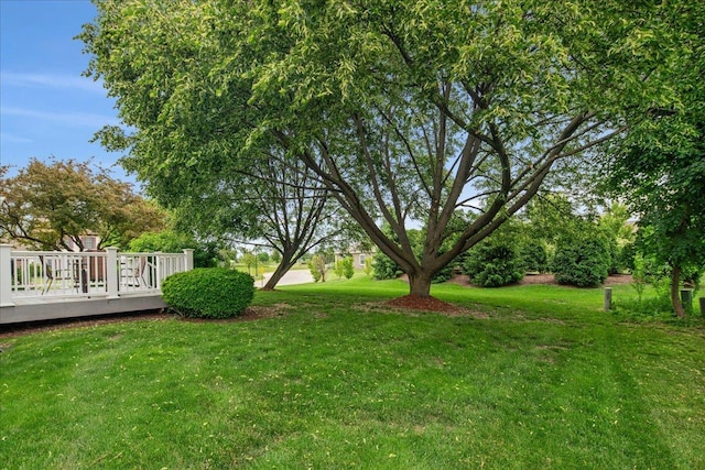 10 S Canterbury Rd, Aurora, IL 60506 - view of green lawn with a wooden deck