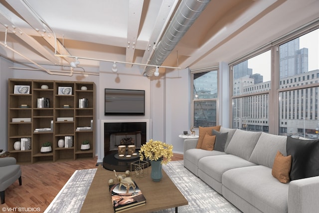 500 S Clinton St Unit 604, Chicago, IL 60607 - living area featuring wood finished floors and a fireplace