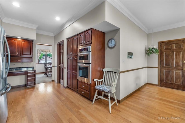 25827 W Andrew Ct, Ingleside, IL 60041 - kitchen with light wood finished floors, appliances with stainless steel finishes, crown molding, baseboards, and recessed lighting