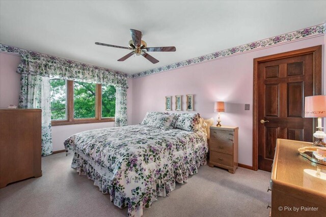 25827 W Andrew Ct, Ingleside, IL 60041 - carpeted bedroom featuring baseboards and ceiling fan