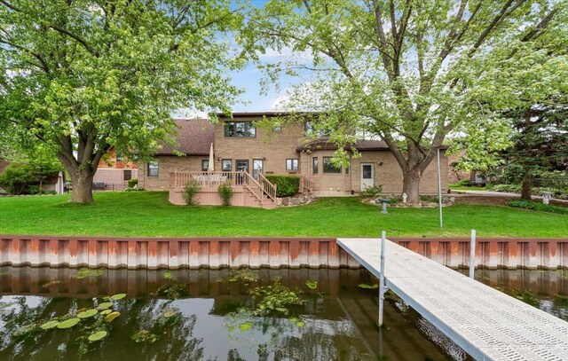 25827 W Andrew Ct, Ingleside, IL 60041 - dock area with a lawn, a deck with water view, and stairway