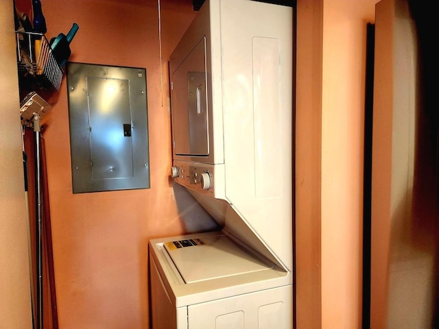 1530 S State St Unit 17R, Chicago, IL 60605 - washroom with stacked washing machine and dryer and electric panel