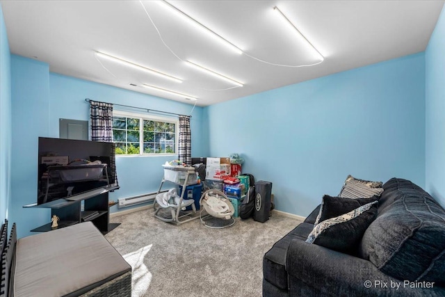 2346 Aurora Dr, Pingree Grove, IL 60140 - living room with carpet flooring, a baseboard heating unit, and baseboards