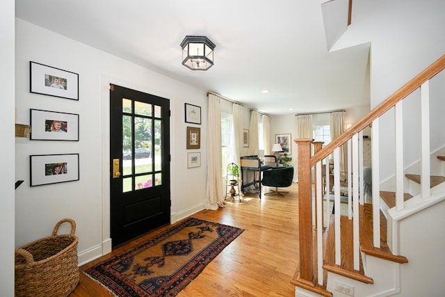 714 Turner Ave, Glen Ellyn, IL 60137 - foyer featuring light wood finished floors, stairs, and recessed lighting