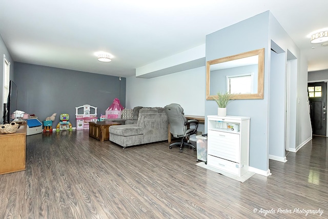 1381 Regency Ln, Lake Villa, IL 60046 - living area with wood finished floors, baseboards, and an office area