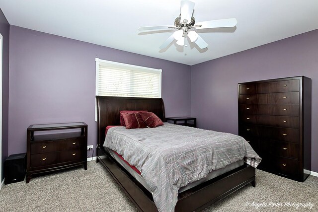 1381 Regency Ln, Lake Villa, IL 60046 - bedroom with light colored carpet, a ceiling fan, and baseboards