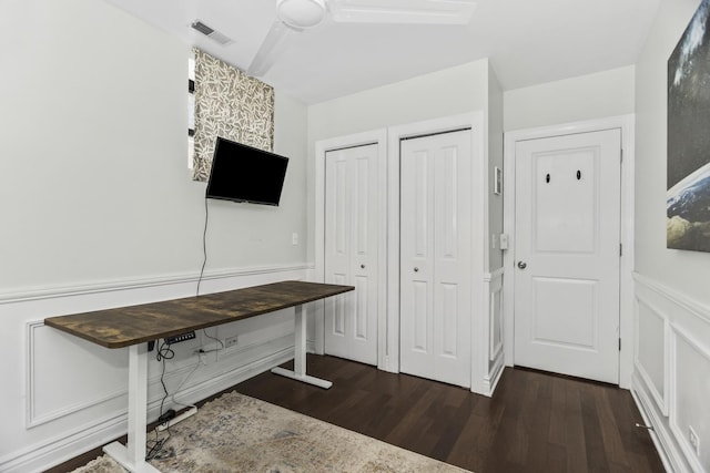 1946 W Newport Ave Unit 1E, Chicago, IL 60657 - unfurnished office featuring dark wood-type flooring and a wainscoted wall