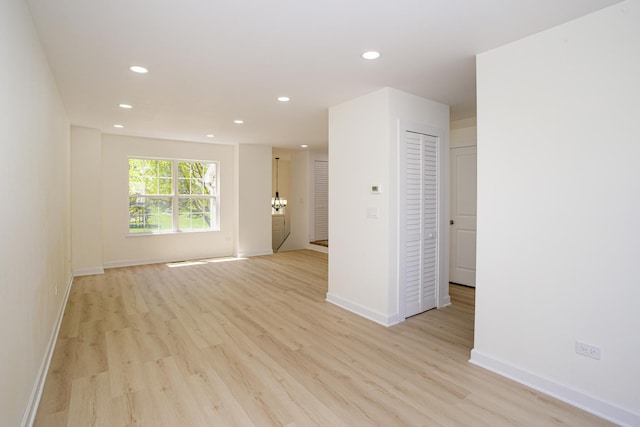 34382 N Aster Ct, Round Lake Beach, IL 60073 - spare room featuring light wood-type flooring, recessed lighting, and baseboards