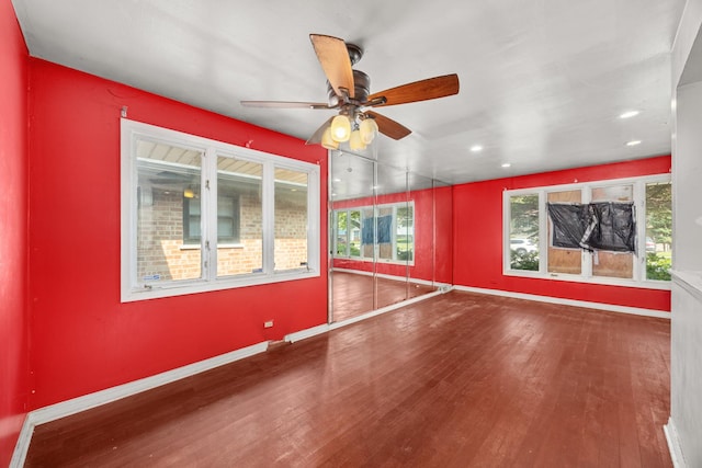 505 E 146th St, Dolton, IL 60419 - spare room with wood finished floors, baseboards, ceiling fan, and recessed lighting