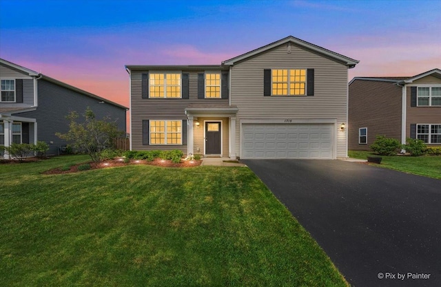 1715 Bayberry Ln, Pingree Grove, IL 60140 - traditional home featuring a garage, asphalt driveway, and a yard