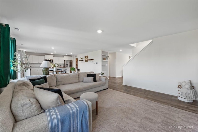 1715 Bayberry Ln, Pingree Grove, IL 60140 - living room with recessed lighting, wood finished floors, and baseboards