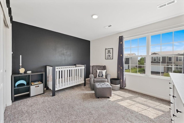1715 Bayberry Ln, Pingree Grove, IL 60140 - bedroom with carpet floors, an accent wall, baseboards, a nursery area, and recessed lighting