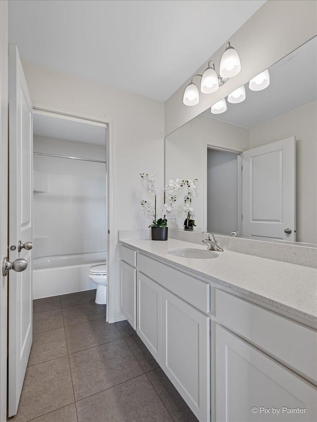 1715 Bayberry Ln, Pingree Grove, IL 60140 - full bathroom featuring vanity, tile patterned floors, toilet, and tub / shower combination