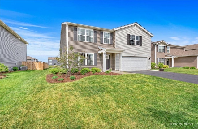 1715 Bayberry Ln, Pingree Grove, IL 60140 - view of front facade with an attached garage, driveway, and central air condition unit