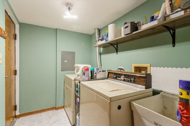 16807 81st Ave Unit 2S, Tinley Park, IL 60477 - washroom featuring electric panel, washer and dryer, and baseboards