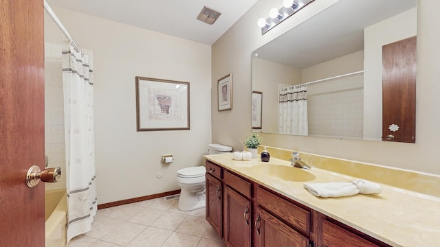 1510 W Goldengate Dr, Addison, IL 60101 - full bathroom featuring vanity, tile patterned flooring, and shower / bathtub combination with curtain