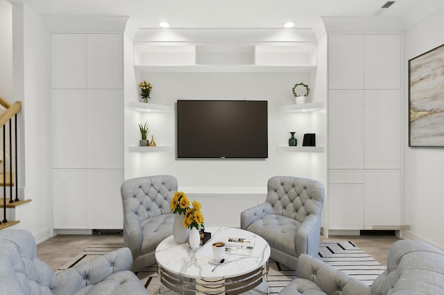 4242 N Winchester Ave, Chicago, IL 60613 - living area with wood finished floors, baseboards, built in features, and recessed lighting