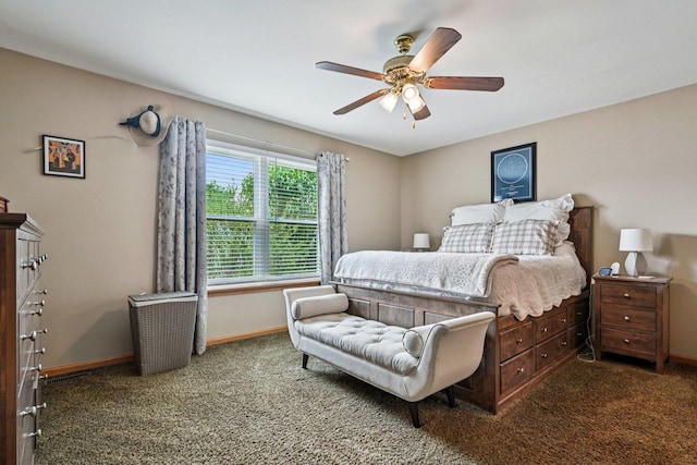 1043 San Mateo Dr, Romeoville, IL 60446 - carpeted bedroom featuring baseboards and a ceiling fan