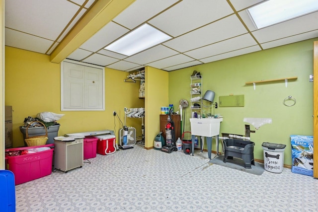 1043 San Mateo Dr, Romeoville, IL 60446 - miscellaneous room featuring carpet floors and a drop ceiling