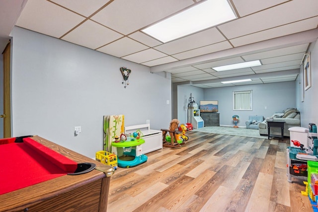 1043 San Mateo Dr, Romeoville, IL 60446 - game room featuring wood finished floors, a paneled ceiling, and pool table