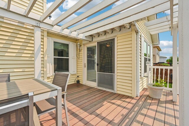1043 San Mateo Dr, Romeoville, IL 60446 - wooden terrace with a pergola
