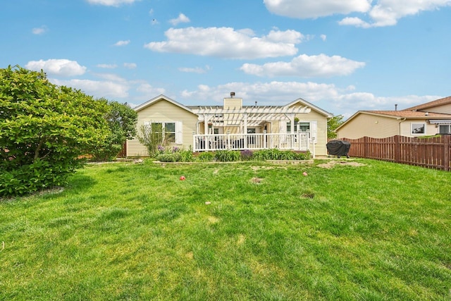 1043 San Mateo Dr, Romeoville, IL 60446 - rear view of house featuring a pergola and a chimney