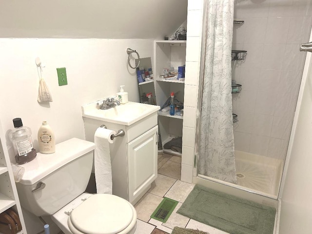 5930 W School St, Chicago, IL 60634 - bathroom featuring a shower stall, toilet, tile patterned flooring, and a sink
