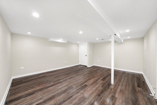 1723 W 75th Pl, Chicago, IL 60620 - finished basement with dark wood-style floors, baseboards, and recessed lighting
