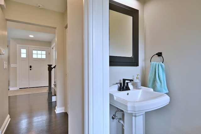 771 S Euclid Ave, Elmhurst, IL 60126 - bathroom with wood finished floors, baseboards, and recessed lighting