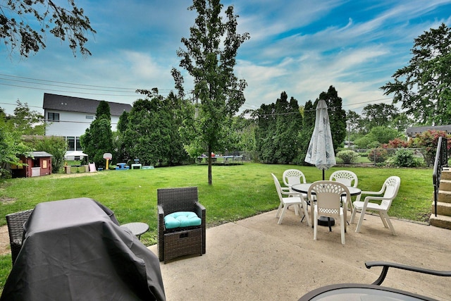 771 S Euclid Ave, Elmhurst, IL 60126 - view of patio / terrace with outdoor dining area and a trampoline