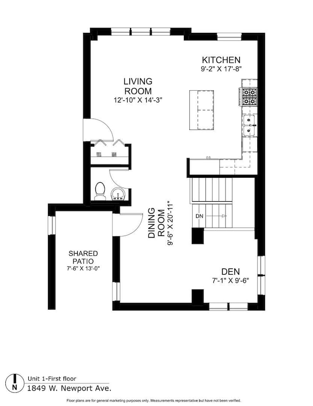 1849 W Newport Ave Unit 1, Chicago, IL 60657 - view of room layout